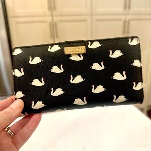 Kate Spade Black Wallet with Swan Design